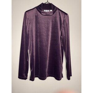 Vintage BLAIR Size S Purple Casual or Dress Soft Stretchy Velour Mock Neck Top